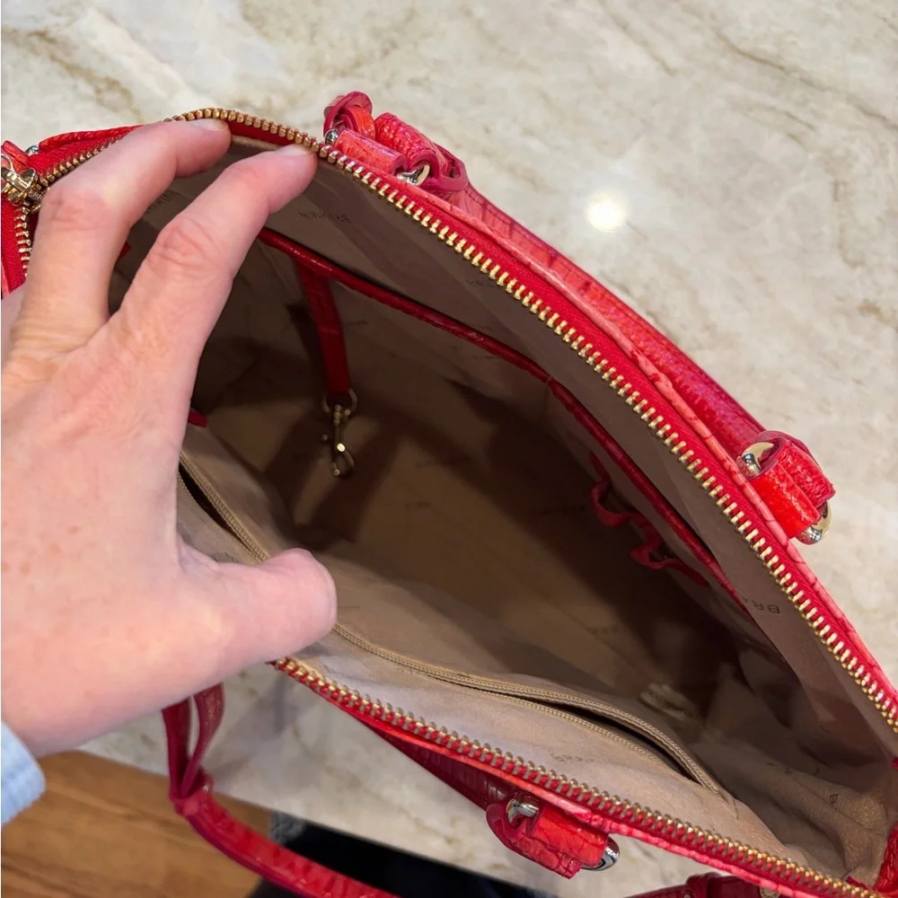 Brahmin Carnation Red Melbourne Duxbury Satchel with Crossbody‎ Strap